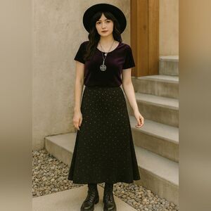 Purple Velour Babydoll Top Women's XS Scoop Neck S/S Y2K Stretch Casual